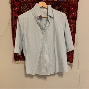 Short sleeve/ quarter length button up, perfect pale blue